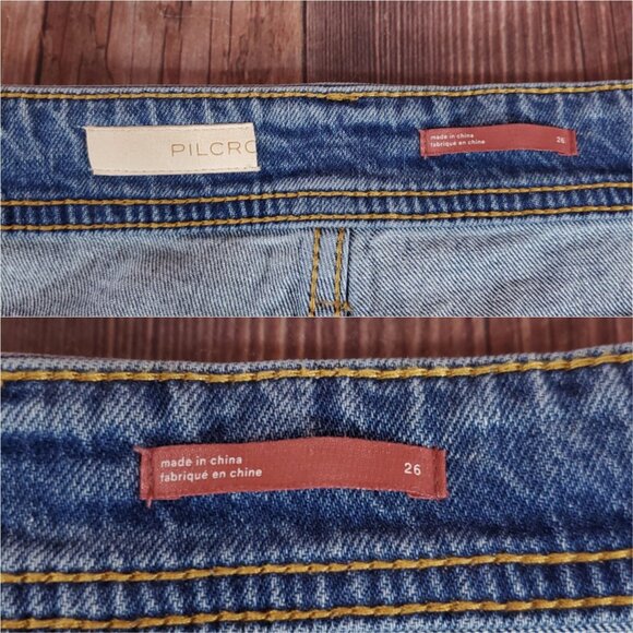 Anthropologie Pilcro Size 26 Slim Boyfriend Embroidered Patch Mid Rise Jeans - Picture 11 of 15